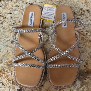 💎💎 NWT STEVE MADDEN BLING SANDALS RHINESTONE SIZE 8